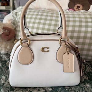 Coach SAMPLE White & Beige Leather Satchel Bag